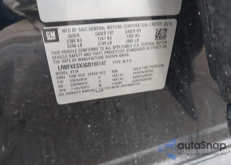 2016 Buick Envision Premium I z USA, uszkodzony, nr VIN LRBFXESX3GD190147